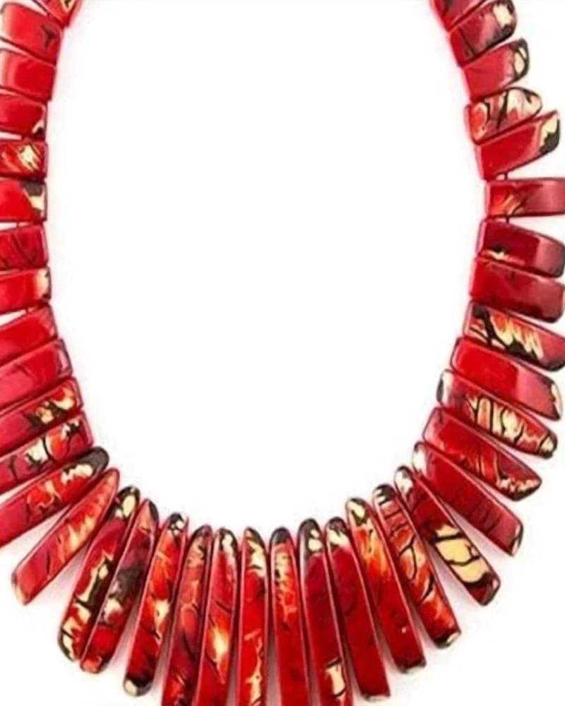 Front of a size O/S Amazon Necklace in Red in Red by Tagua Jewelry. | dia_product_style_image_id:328776